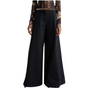 NWT Puppets and Puppets Sz 12 Rave Wide Leg Premium Cotton Chino Trousers Black